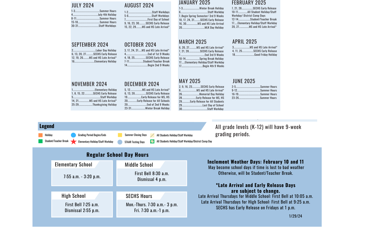 District School Academic Calendar Key for Hidden Hollow Elementary