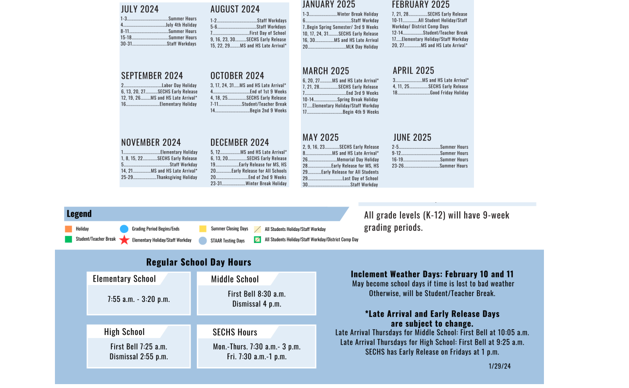 District School Academic Calendar Key for Eagle Springs Elementary