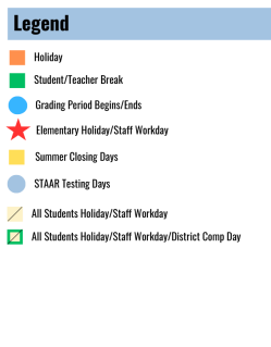 District School Academic Calendar Legend for North Belt Elementary