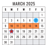 District School Academic Calendar for Deerwood Elementary for March 2025