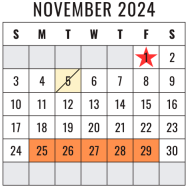 District School Academic Calendar for Shadow Forest Elementary for November 2024