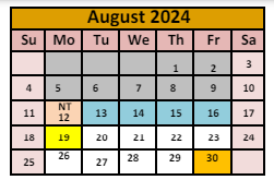 District School Academic Calendar for Winnemucca Grammar School for August 2024