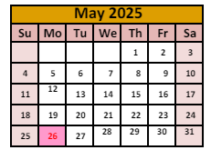 District School Academic Calendar for Winnemucca Grammar School for May 2025