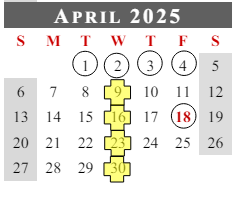 District School Academic Calendar for Flint Springs Elementary for April 2025