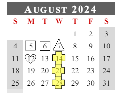 District School Academic Calendar for Flint Springs Elementary for August 2024