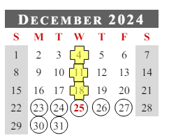 District School Academic Calendar for Flint Springs Elementary for December 2024