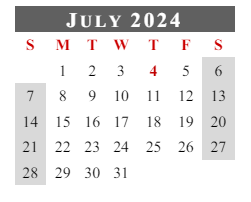 District School Academic Calendar for Flint Springs Elementary for July 2024