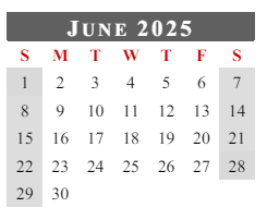 District School Academic Calendar for Flint Springs Elementary for June 2025