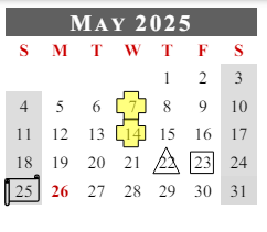 District School Academic Calendar for Flint Springs Elementary for May 2025