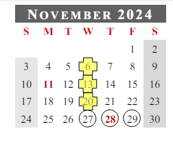District School Academic Calendar for Flint Springs Elementary for November 2024