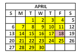 District School Academic Calendar for Roger B Chaffee Elementary School for April 2025