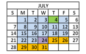District School Academic Calendar for Roger B Chaffee Elementary School for July 2024