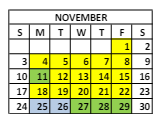 District School Academic Calendar for Challenger Elementary School for November 2024