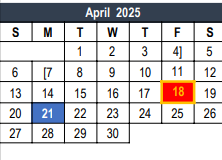 District School Academic Calendar for Donna Park for April 2025