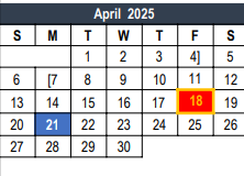 District School Academic Calendar for Bellaire Elementary for April 2025