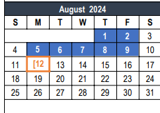 District School Academic Calendar for Alter Ed Prog for August 2024