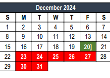 District School Academic Calendar for Spring Garden Elementary for December 2024