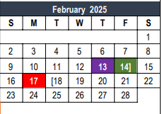 District School Academic Calendar for Shady Brook Elementary for February 2025