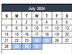 District School Academic Calendar for Euless J H for July 2024