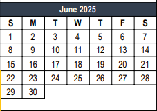 District School Academic Calendar for Tarrant Co J J A E P for June 2025