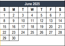 District School Academic Calendar for Shady Oaks Elementary for June 2025