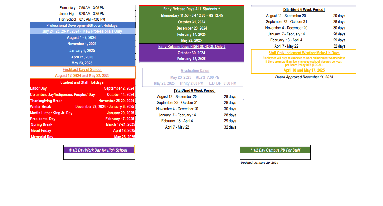 District School Academic Calendar Key for Shady Oaks Elementary