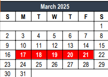 District School Academic Calendar for Euless J H for March 2025