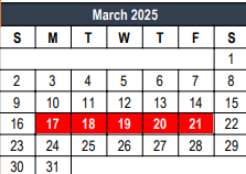 District School Academic Calendar for South Euless Elementary for March 2025