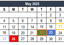 District School Academic Calendar for Bedford Junior High for May 2025