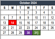 District School Academic Calendar for Bell Manor Elementary for October 2024