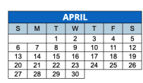 District School Academic Calendar for Otis E Brown School 20 for April 2025