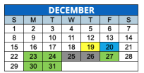 District School Academic Calendar for Center For Inquiry for December 2024