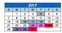 District School Academic Calendar for H L Harshman Middle School for July 2024