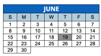 District School Academic Calendar for Elder W Diggs School 42 for June 2025