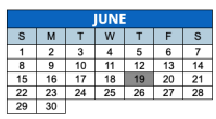 District School Academic Calendar for Julian D Coleman Boys Academy for June 2025