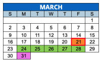 District School Academic Calendar for Otis E Brown School 20 for March 2025