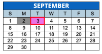 District School Academic Calendar for Otis E Brown School 20 for September 2024