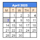District School Academic Calendar for 279 Crest View Ts for April 2025