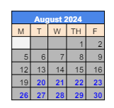 District School Academic Calendar for 279 Crest View Ts for August 2024