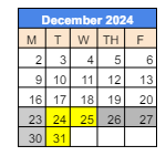 District School Academic Calendar for 279 Crest View Ts for December 2024