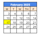 District School Academic Calendar for Epsilon - Ss for February 2025