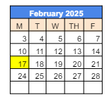 District School Academic Calendar for 279 Crest View Ts for February 2025