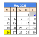 District School Academic Calendar for 279 Crest View Ts for May 2025