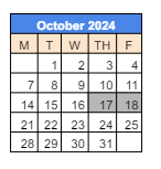 District School Academic Calendar for 279 Crest View Ts for October 2024