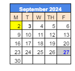 District School Academic Calendar for 279 Crest View Ts for September 2024