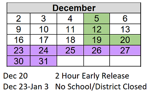 District School Academic Calendar for Robert Lucas Elementary School for December 2024