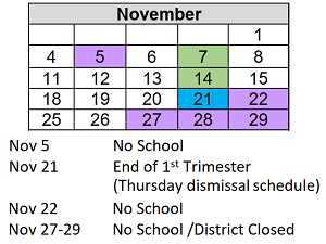 District School Academic Calendar for Robert Lucas Elementary School for November 2024