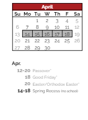 District School Academic Calendar for Lehman Alternative Community School for April 2025