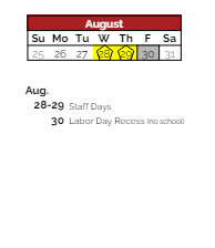 District School Academic Calendar for Lehman Alternative Community School for August 2024