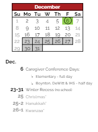 District School Academic Calendar for Lehman Alternative Community School for December 2024